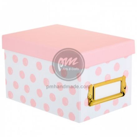 Hộp giấy mini màu trắng chấm hồng