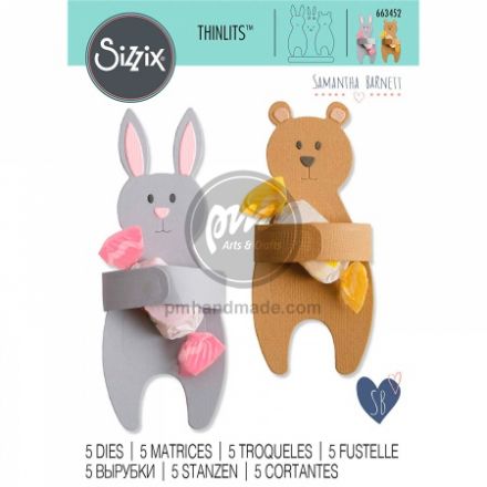 Khuôn cắt Sizzix mẫu thỏ và gấu cầm kẹo #663452