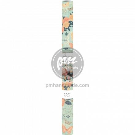 Giấy gói quà mẫu blue collage vintage 45.7cm x 1m