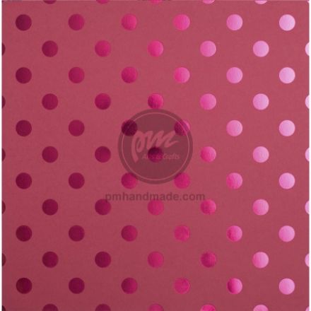 Paper pad hồng đậm chấm bi ánh nhũ 12" x 12"