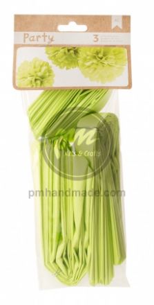 Set 3 quả cầu pompoms màu xanh lá