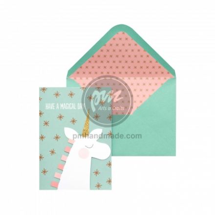 Thiệp sinh nhật in nổi hình unicorn 12.7cmx17.78 cm