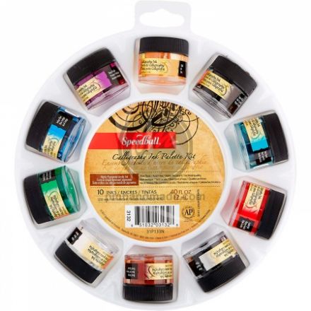 Bộ 10 mực thư pháp calligraphy Speedball kèm khay pha màu