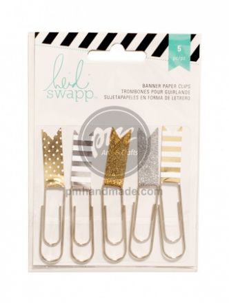 Set 5 kẹp giấy hình lá cờ màu gold