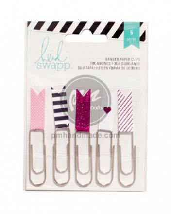 Set 5 kẹp giấy hình lá cờ màu hồng