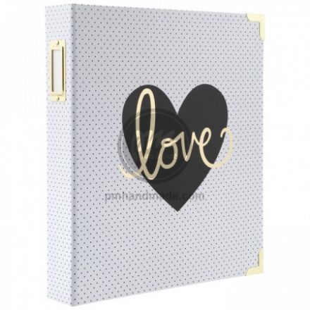 Sổ Scrapbook chấm bi chữ Love - 3 kẹp khoá