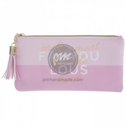 Túi đựng bút màu hồng in chữ Fabyoulous