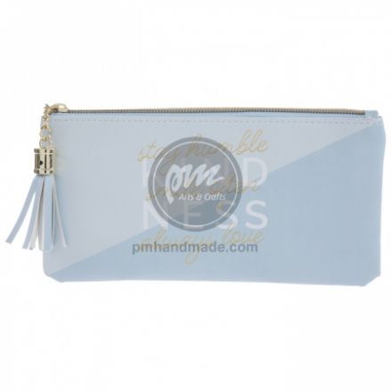 Túi đựng bút màu xanh in chữ Kindness