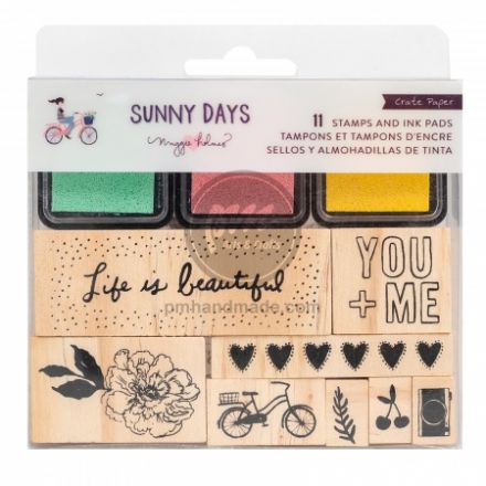 Bộ dấu kèm mực in mẫu sunny days 11 món