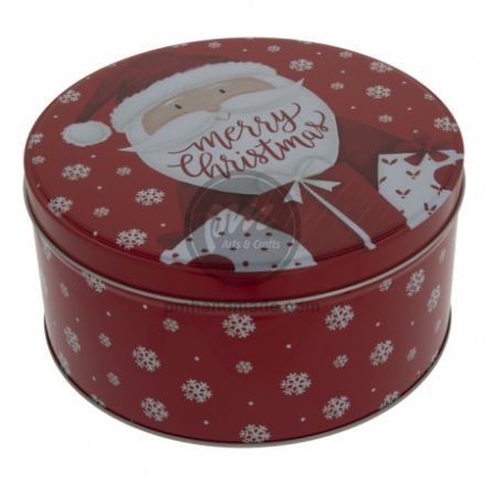 Hộp thiếc tròn chữ Santa 16.8 x 8cm