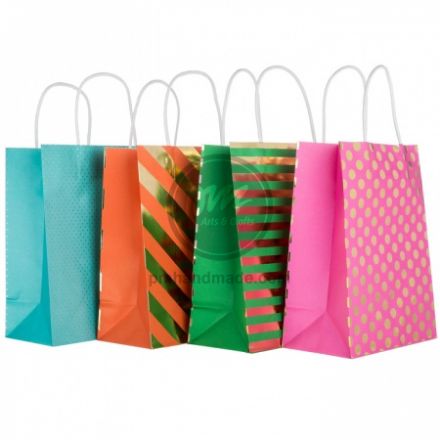 Túi giấy đính foil họa tiết tròn, sọc size trung