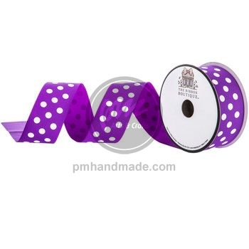 Ribbon chấm bi màu tím size 3.81 x 90 cm