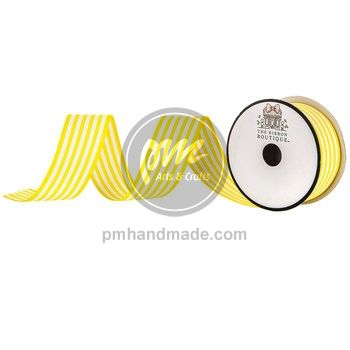 Ribbon sọc vàng trắng size 3.81 x 90 cm