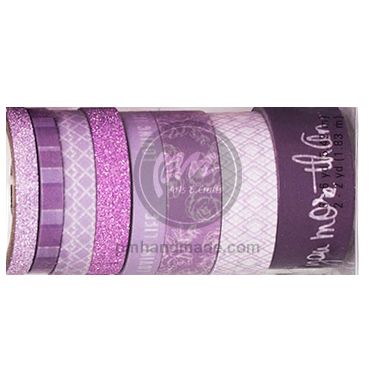 Gói 3 băng keo washi họa tiết màu tím