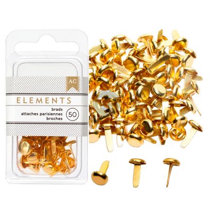 Hộp đinh ghim 2 chân kim loại AC màu gold size 0.47cm