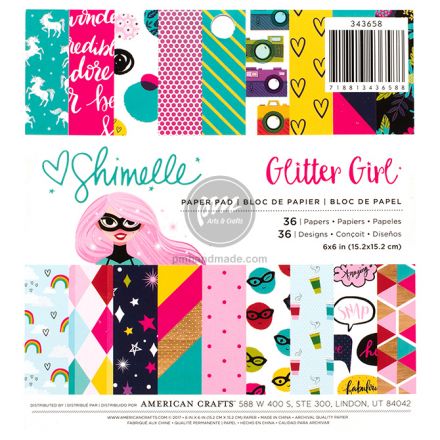 Tập giấy paper pad mẫu glitter girl 6"x6" - 36 tờ