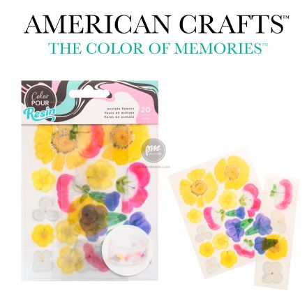 Bộ 20 hoa nhưa acetate trang trí resin hiệu AC - màu vàng