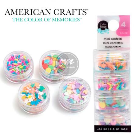 Bộ 4 hộp hạt nhựa trang trí resin hiệu AC - màu sáng