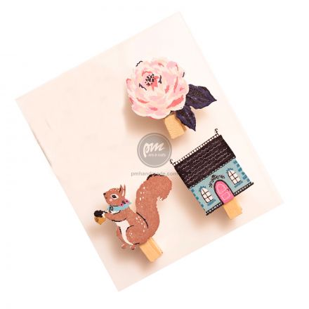 Set 3 kẹp gỗ gắn icon