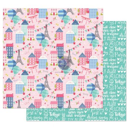 Giấy cardstock họa tiết JN Traveling Girl 12" x 12"
