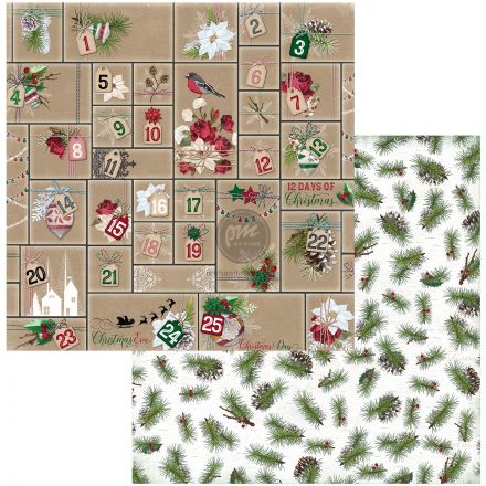 Giấy paper pad lẻ mẫu joyful christmas - advent 12"x12"