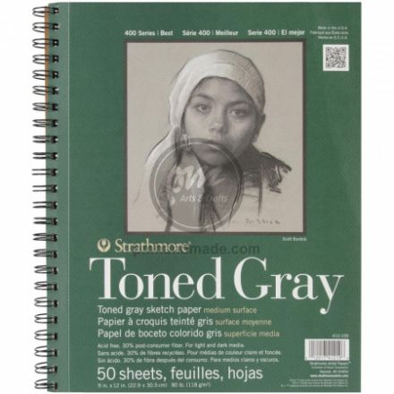 Tập vẽ sketch Strathmore toned gray tông màu xám 9"x12" - 50 tờ