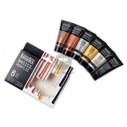 Bộ 6 màu nhũ Acrylic Liquitex 22mlx6 - hộp clear box