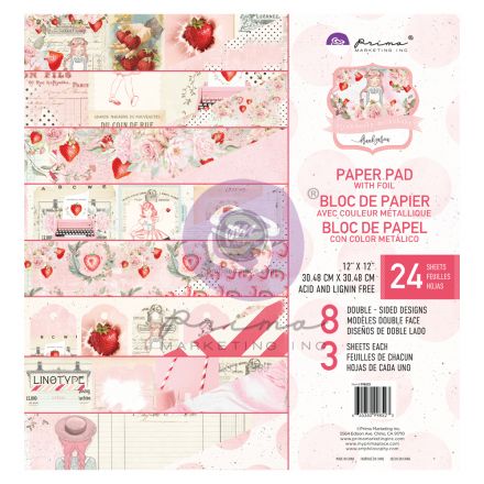 Tập giấy paper pad mẫu Strawberry Milkshake 12x12 inch