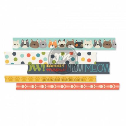 Gói băng keo Washi Tape chủ đề Pet Shoppe cat