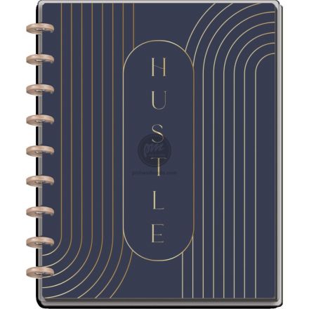 Sổ ghi chú in chữ Hustle bìa xanh ép plastic