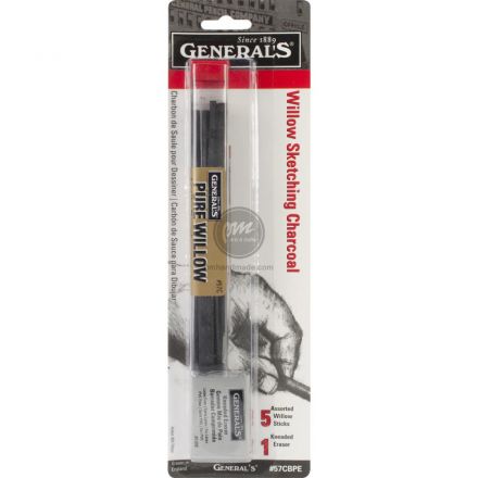 Bộ 5 than cây liễu willow sketching General kèm tẩy