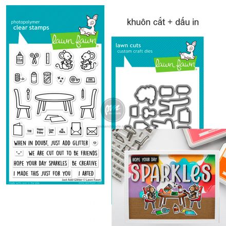 Combo dấu in và khuôn cắt mẫu just add glitter