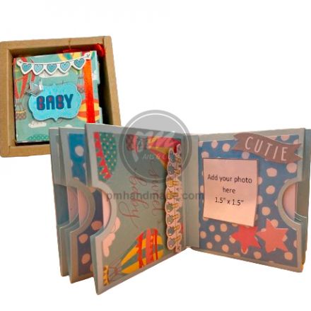 Scrapbook handmade 7.5 x 7.5 cm mẫu baby boy (màu xanh)