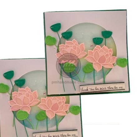 Thiệp hoa sen handmade size 13.8x13.8 cm