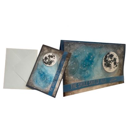 Thiệp sinh nhật mẫu mặt trăng và galaxy size 11.3 x 8.3 cm