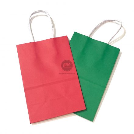 Túi giấy Giáng Sinh trơn xanh lá/đỏ
