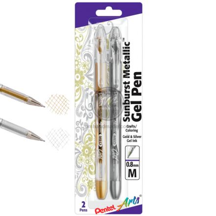 Bộ 2 bút gel metallic màu silver/gold 0.8mm