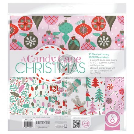 Giấy paper pad chủ đề A Candy Cane Christmas 12x12 inch - tờ lẻ