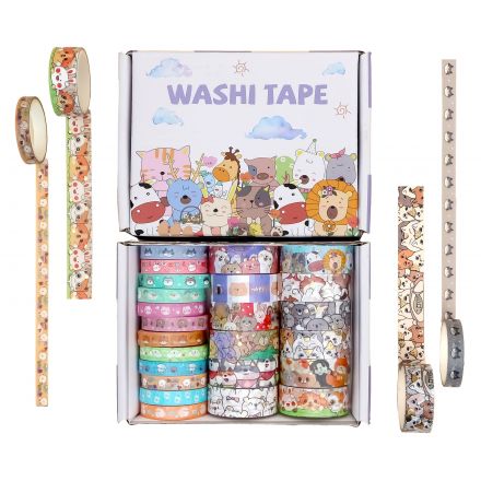 2 cuộn keo washi Ieebee mẫu Animal Carnival