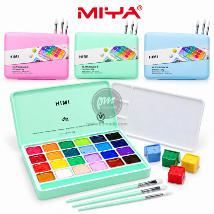 Hộp 24 màu new vision HIMI gouache + HIMI little bird painting brushes 30ml
